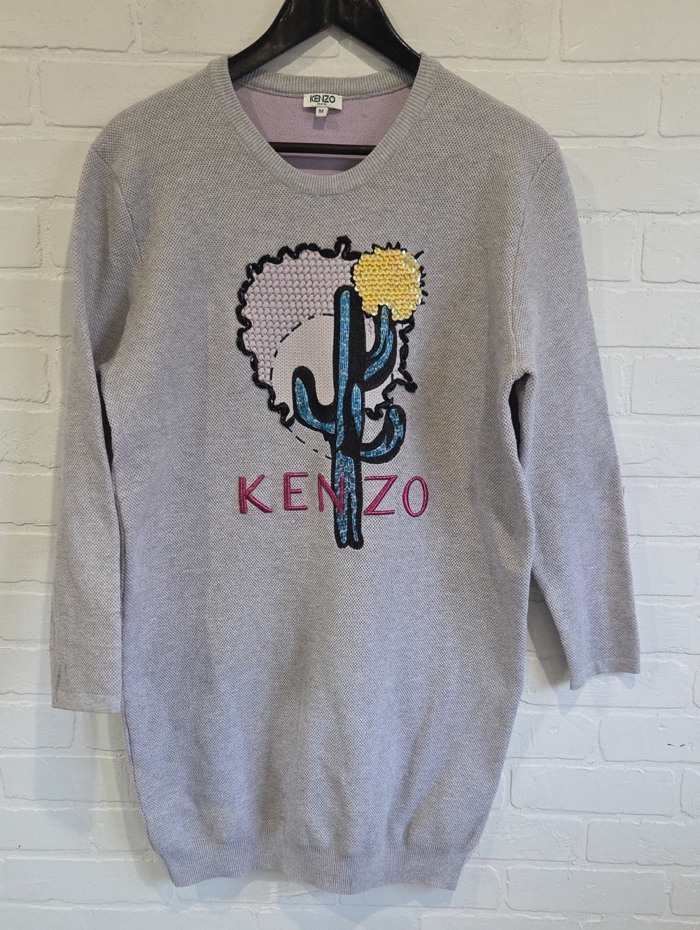 KENZO Crewneck Embellished Sweater Dress